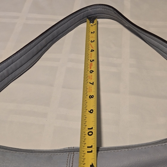 Tignanello Light Blue-Gray Genuine Leather Handbag Outer Zippered Pouch Pockets - Picture 16 of 16